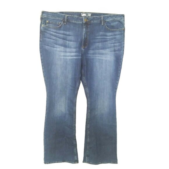 Lee Women’s Plus Size 24W Jeans Boot Cut Mid-Rise Lightweight Stretch Denim Blue - Picture 2 of 10